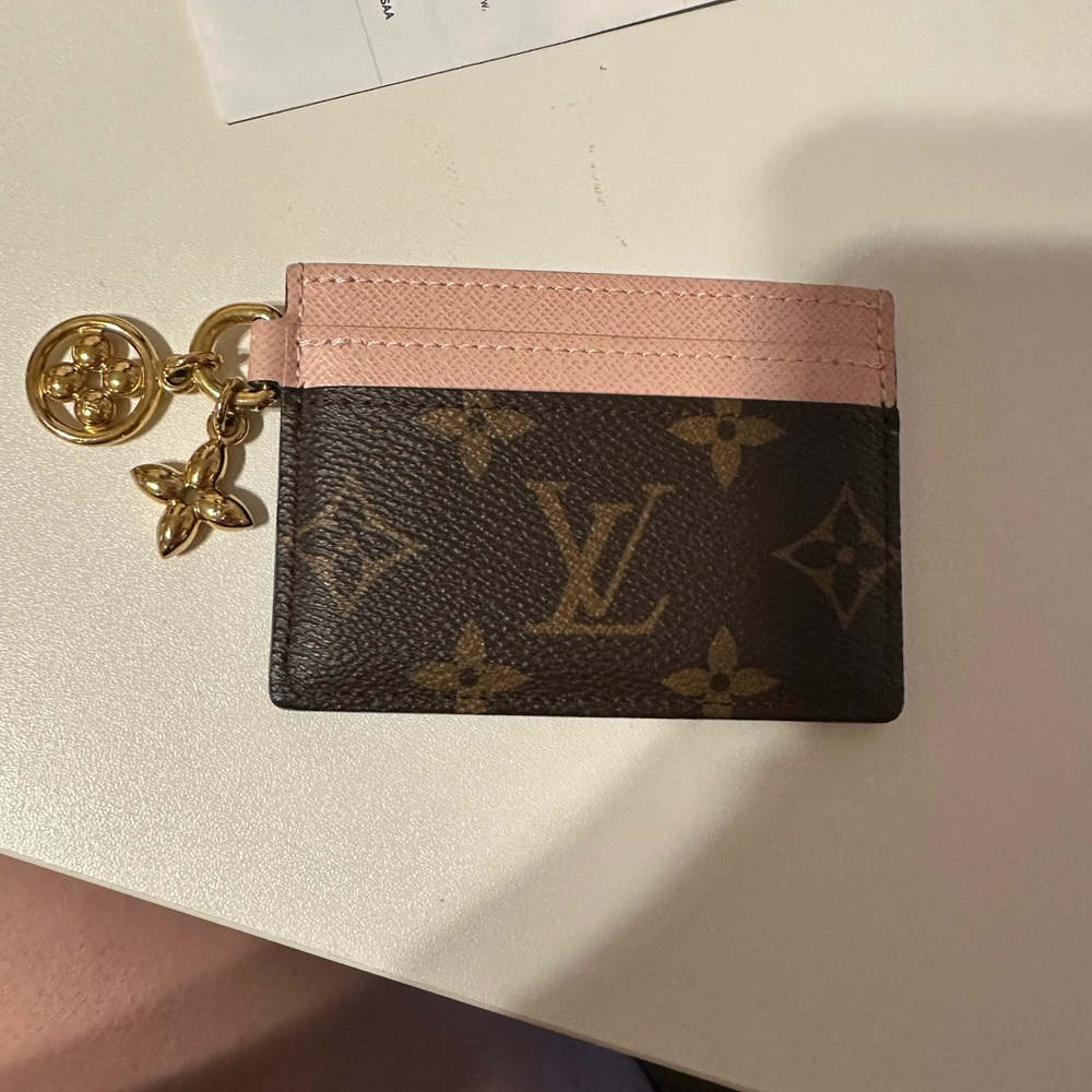 Louis Vuitton Monogram Card Holder with Pink and Gold Accents